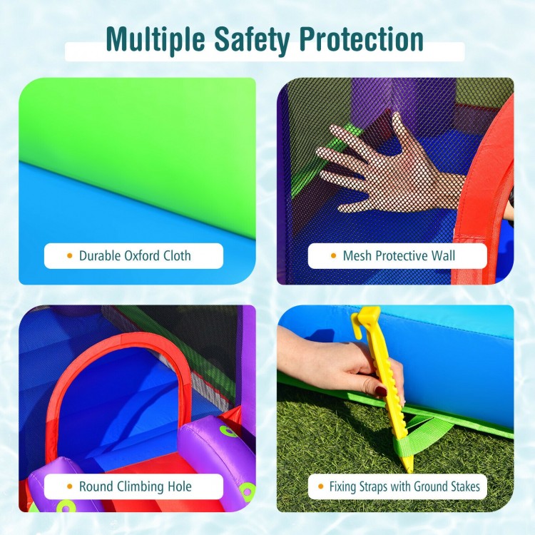 Durable oxford cloth and mesh protective wall for inflatable water slide castle, ensuring safety for kids' fun.