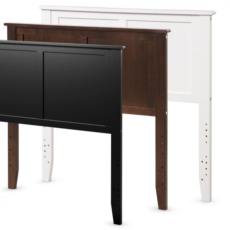 Solid wood flat panel headboard in black for twin-size bed, featuring adjustable height and smooth, waterproof surface.