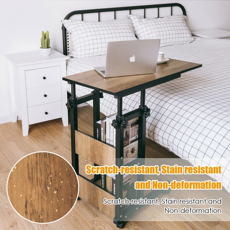 C-Shape Mobile Snack End Table with Storage Shelves - Gallery View 11 of 12