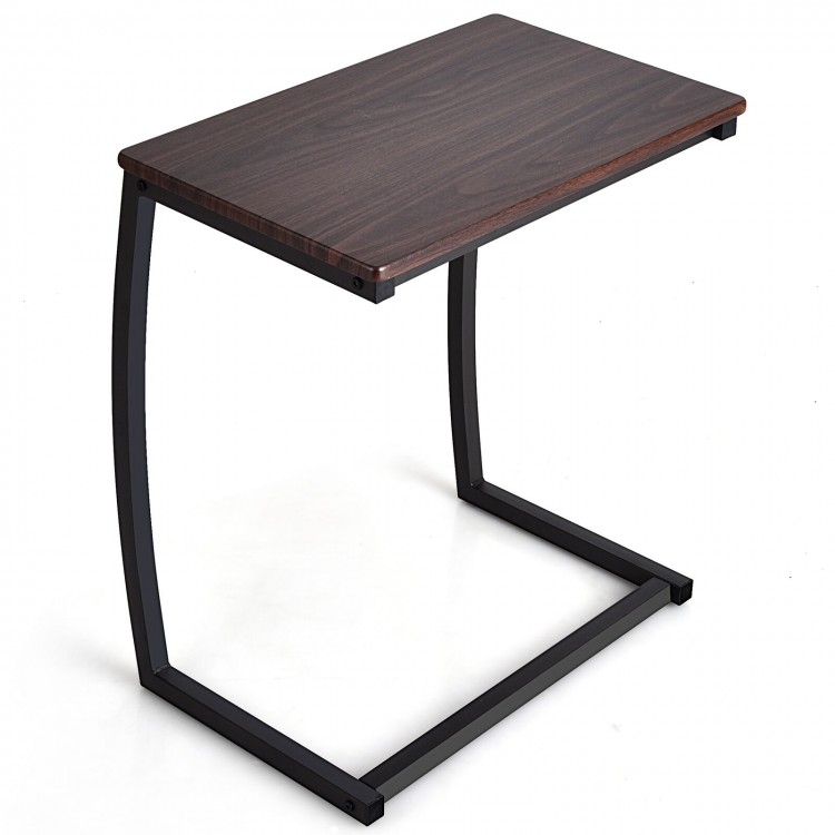 C-shaped sofa side table featuring a sturdy steel frame and waterproof MDF top, ideal for multipurpose use in tight.