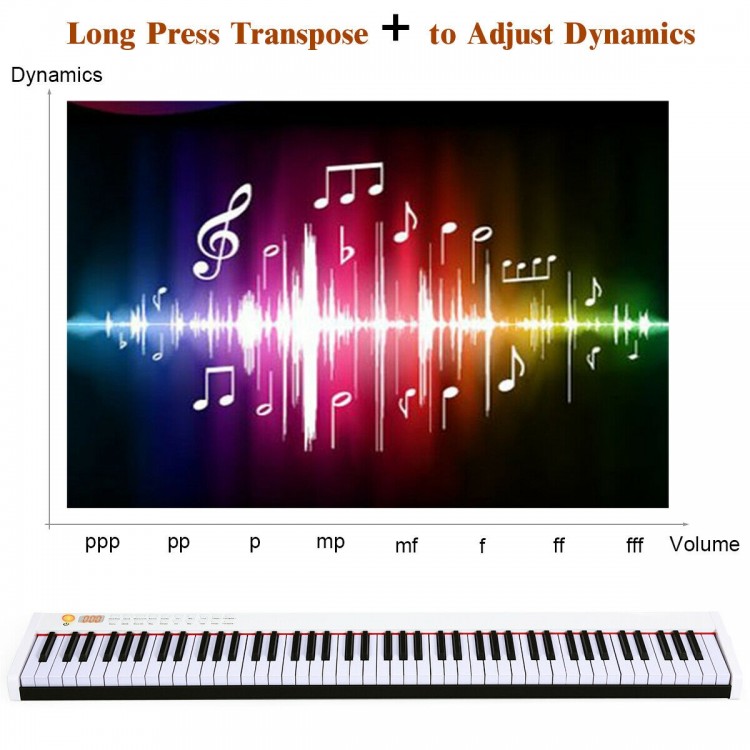 Full-size touch-sensitive keys of the BX-II 88-key digital piano with MP3, ideal for practice and performance.