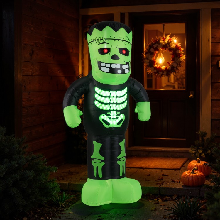 8.4 feet tall inflatable Frankenstein decoration, featuring a vibrant glow and secured with stakes and ropes for.