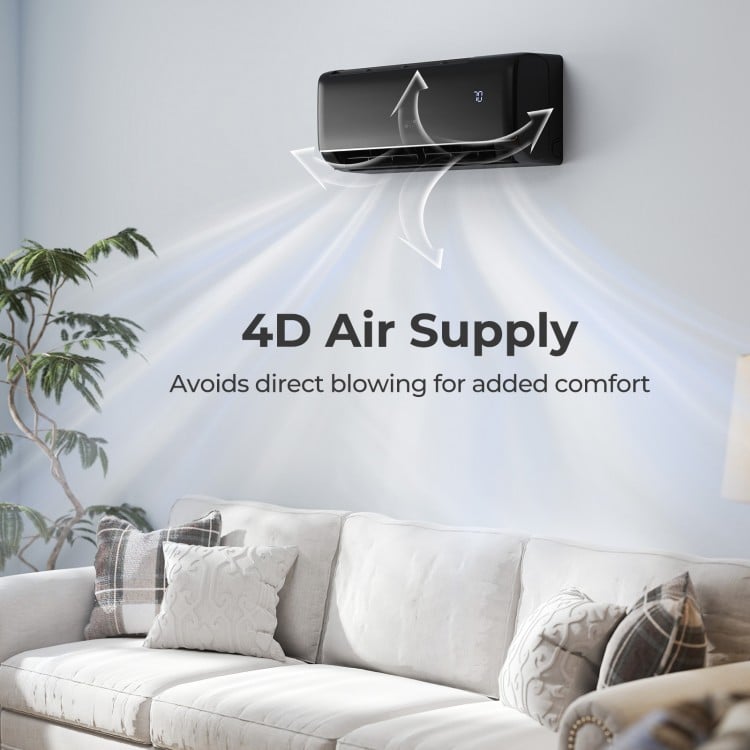 Mini split AC with 4D air supply, WiFi enabled, for efficient cooling and heating in large rooms up to 450 sq.ft.