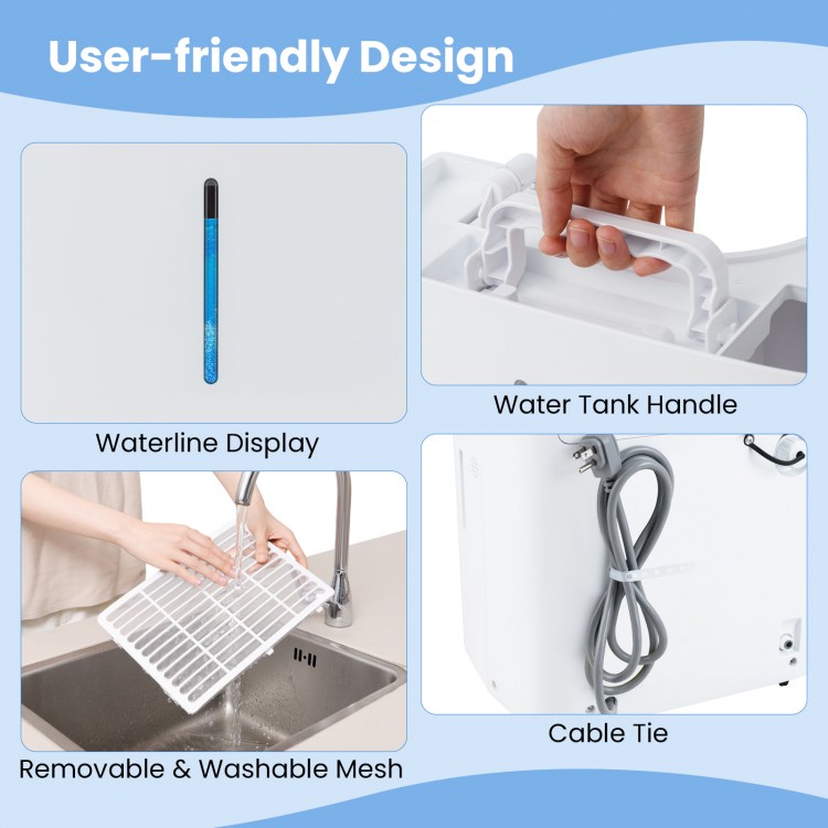 Water tank handle and waterline display of the 94.5 Pints Dehumidifier for easy operation and maintenance.