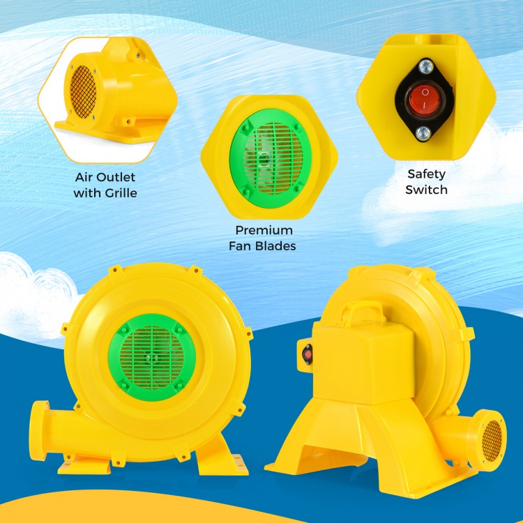 980W portable air pump fan with safety switch, air outlet grille, and premium fan blades for quick inflation of.