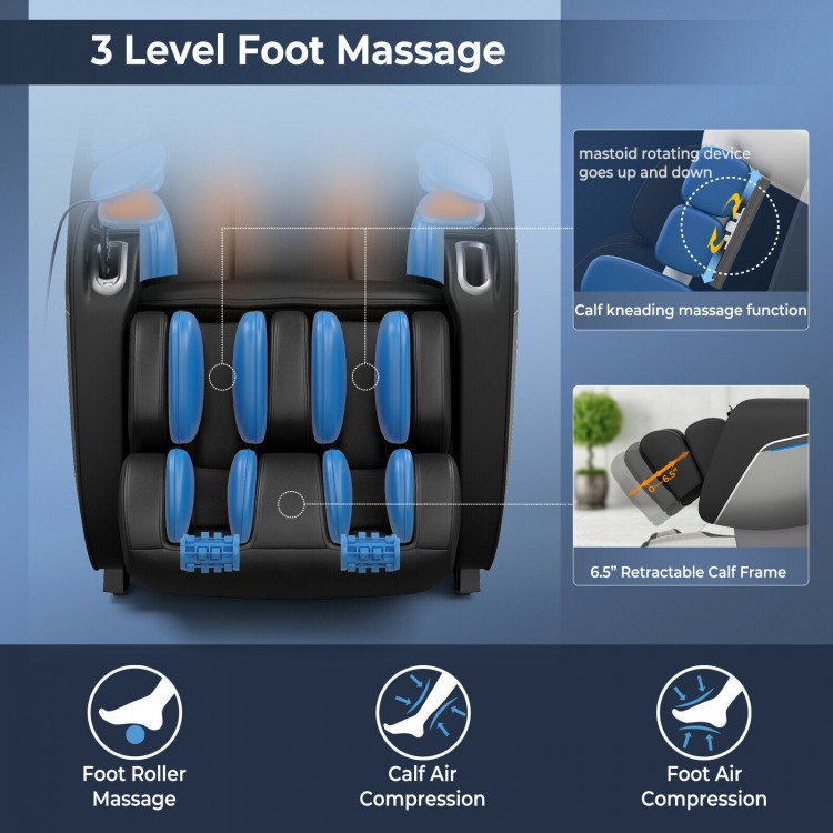 Full Body Zero Gravity Massage Chair with SL Track Voice Control Heat-BlackCostway Gallery View 11 of 12