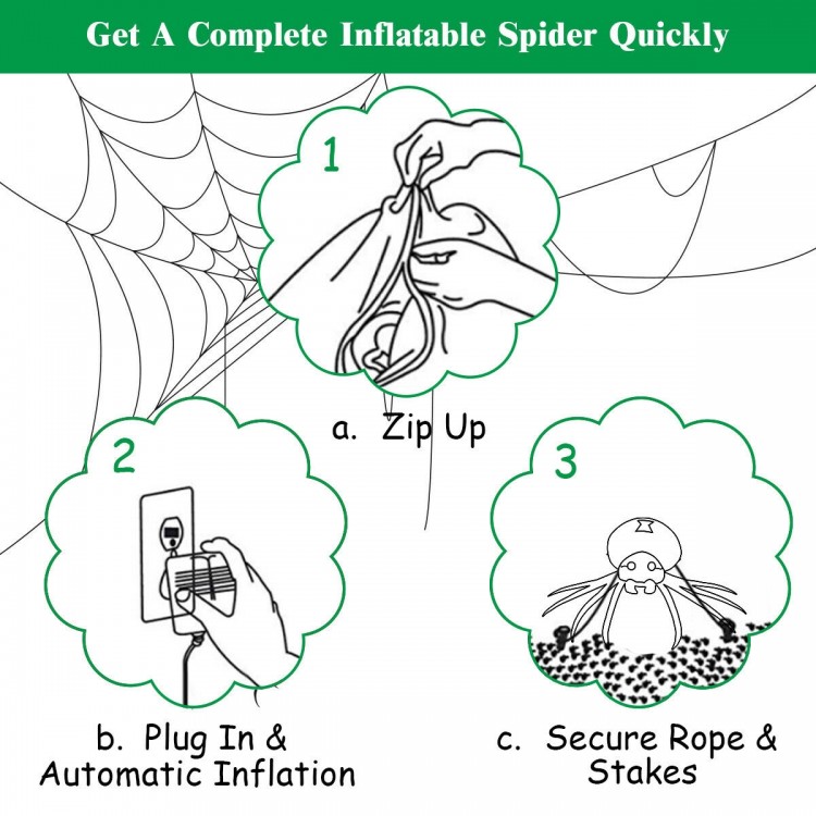6 feet inflatable Halloween spider with durable polyester, waterproof fan, and LED bulb for indoor and outdoor decor.