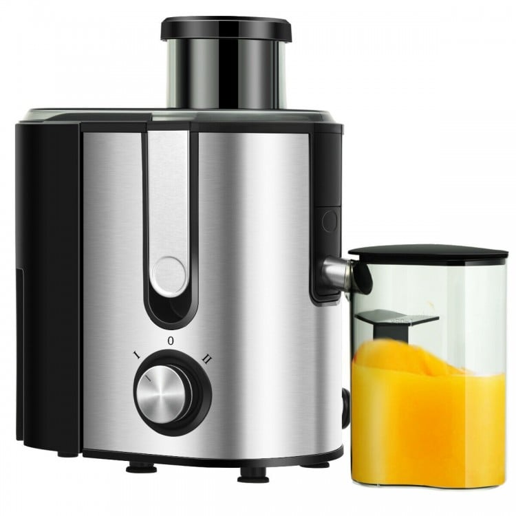 Centrifugal juicer machine with a large 1300ml pulp collector and non-slip pads for stability during juicing tasks.