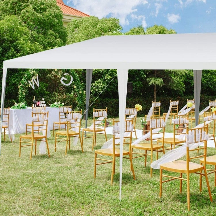 10 x 20 feet waterproof canopy tent in bright white, ideal for outdoor weddings and events, featuring durable steel.