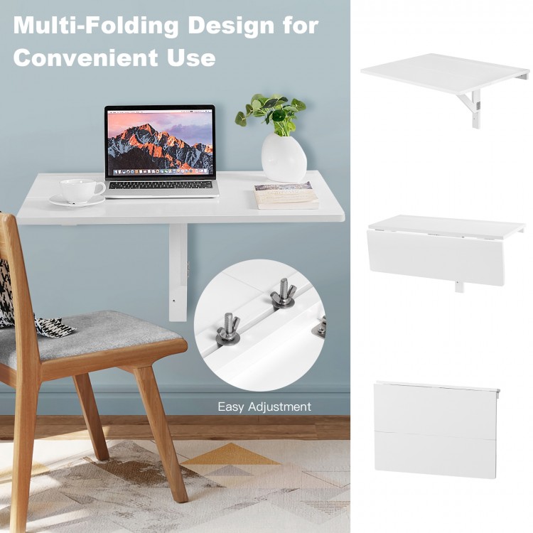 Wall-Mounted Drop-Leaf Table Folding Kitchen Dining Table Desk - Costway