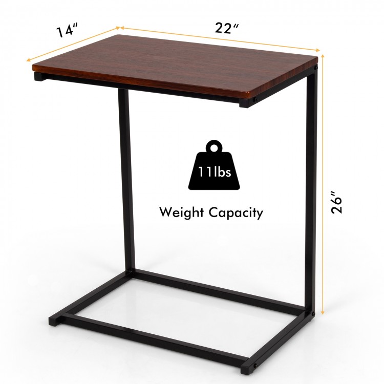 Stylish 26-inch dark brown beside sofa laptop holder desk with sturdy steel frame, perfect for home or office use.