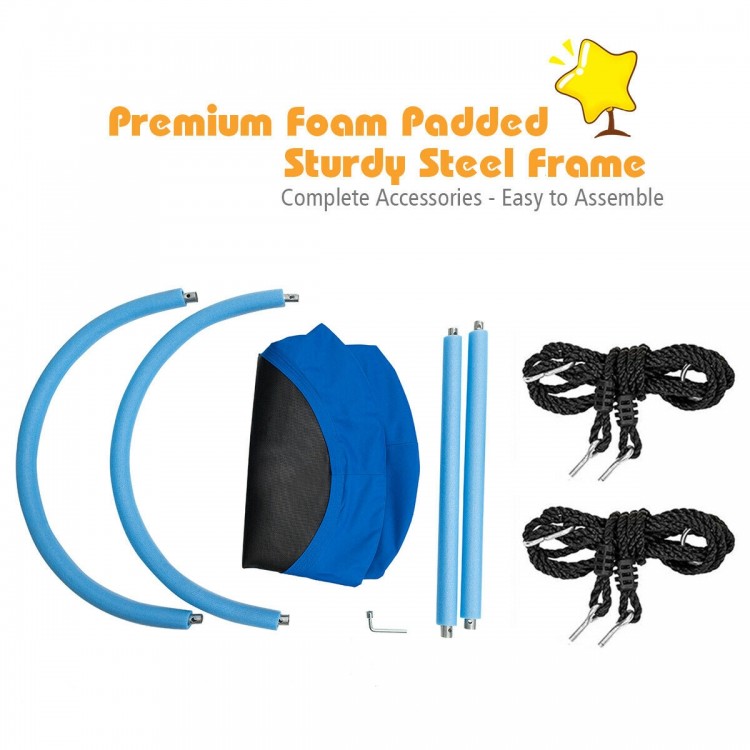 60-inch blue and black saucer swing set accessories, featuring a sturdy steel frame and adjustable ropes for easy.