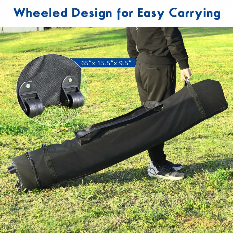 Wheeled carrying bag for the 10 x 20 feet folding sun shelter, featuring durable material and easy transport for.