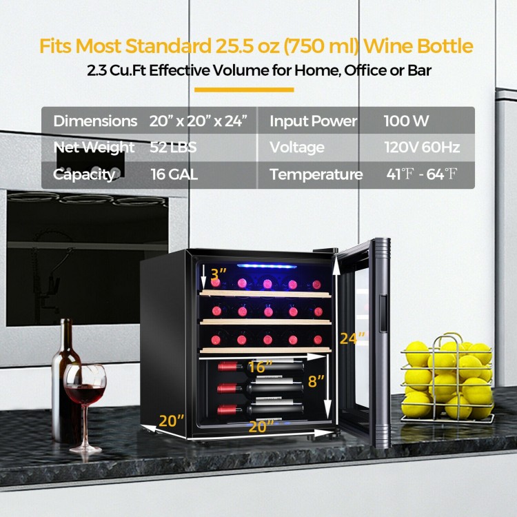 21-bottle compressor wine cooler with digital control, anti-UV glass door, and adjustable feet for optimal wine storage.