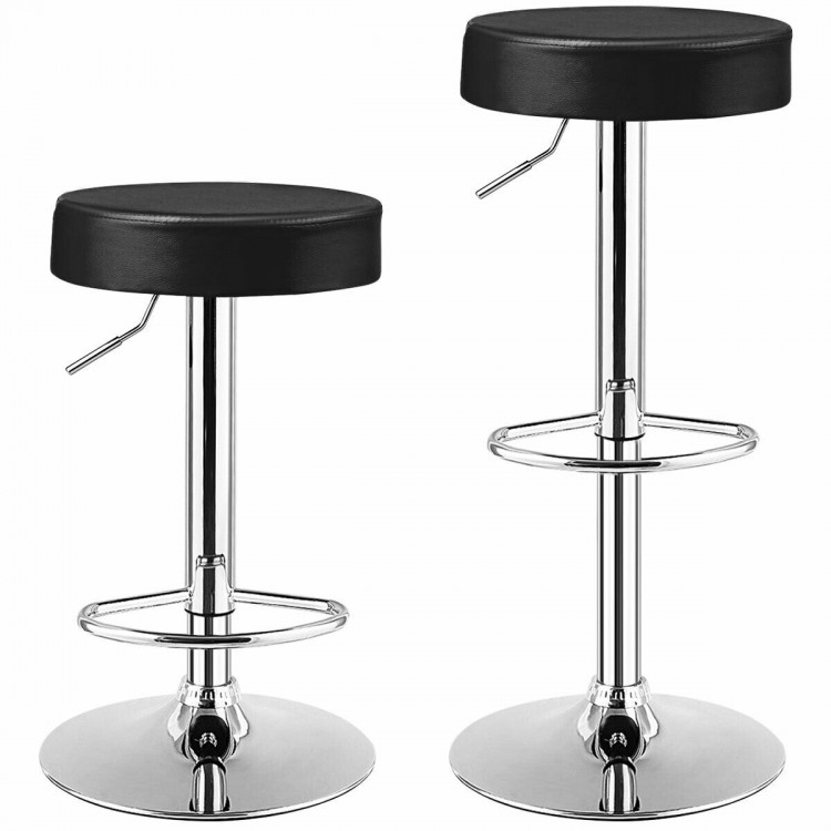 Set of 2 Adjustable Swivel Round PU Leather Bar Stool - Gallery View 1 of 9