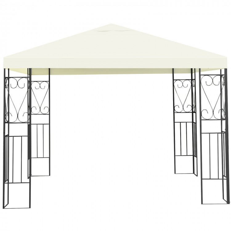 10 x 10 feet patio gazebo canopy tent with decorative patterns and sturdy steel frame for outdoor shelter and leisure.