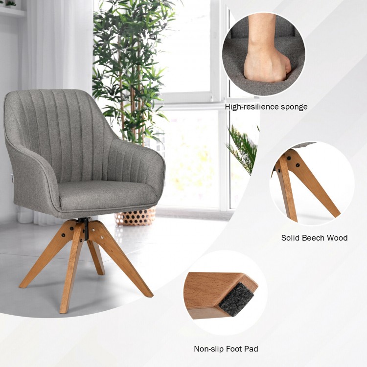 Swivel accent chair with breathable linen, high-density sponge, and solid beech wood legs for versatile comfort and.