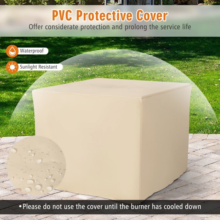 Protective PVC cover for 9-piece outdoor PE rattan wicker sectional sofa and gas fire pit table, waterproof and.