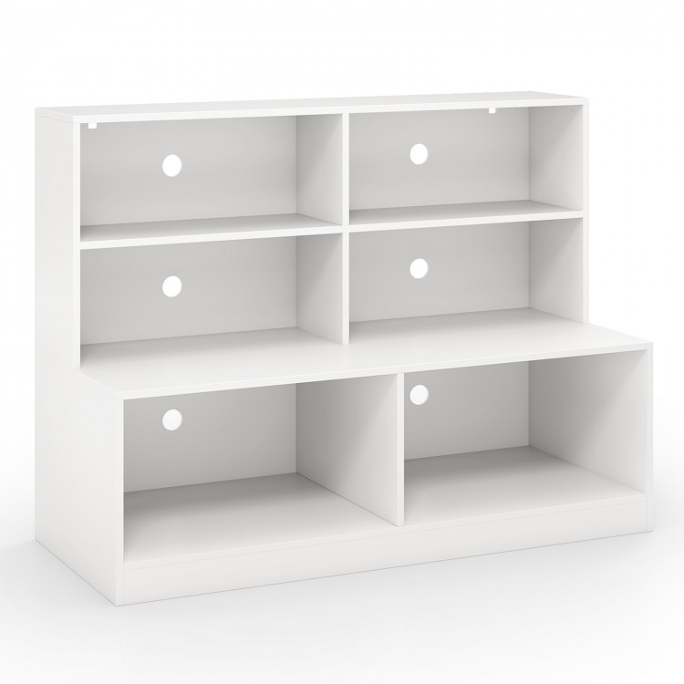 White entryway shoe cabinet featuring 4-cube storage, 2 compartments, and anti-tipping kits for safety and organization.
