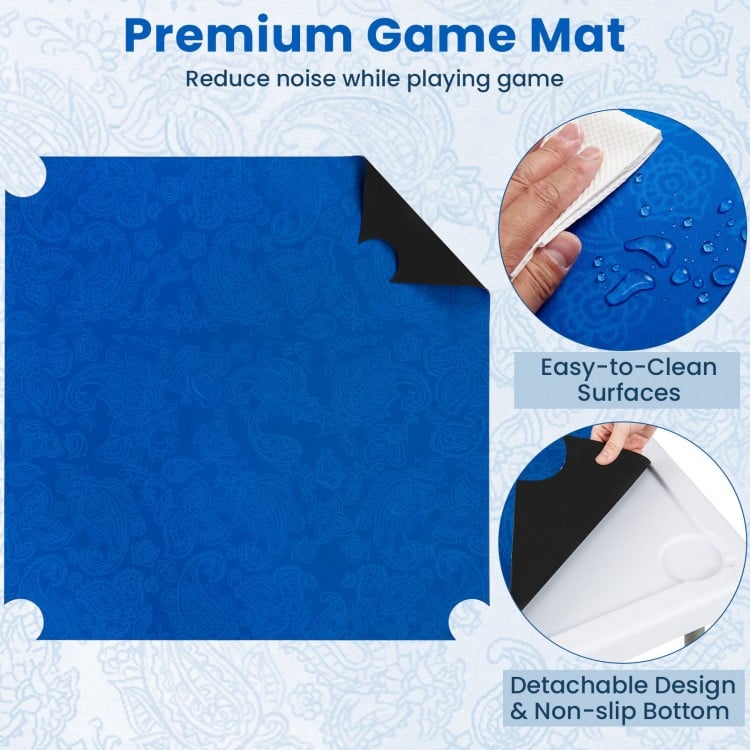 Premium game mat in navy with easy-to-clean surface, designed to reduce noise during gameplay for a 35-inch mahjong.