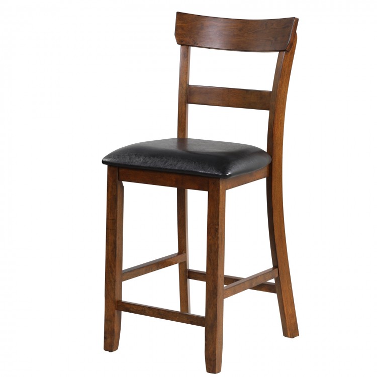 Counter height chair with rubber wood legs and PVC leather seat, designed for comfort and elegant style.