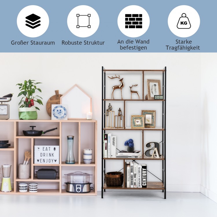 4-Tier industrial bookshelf with thick chipboard and steel frame, ideal for living room or study storage.