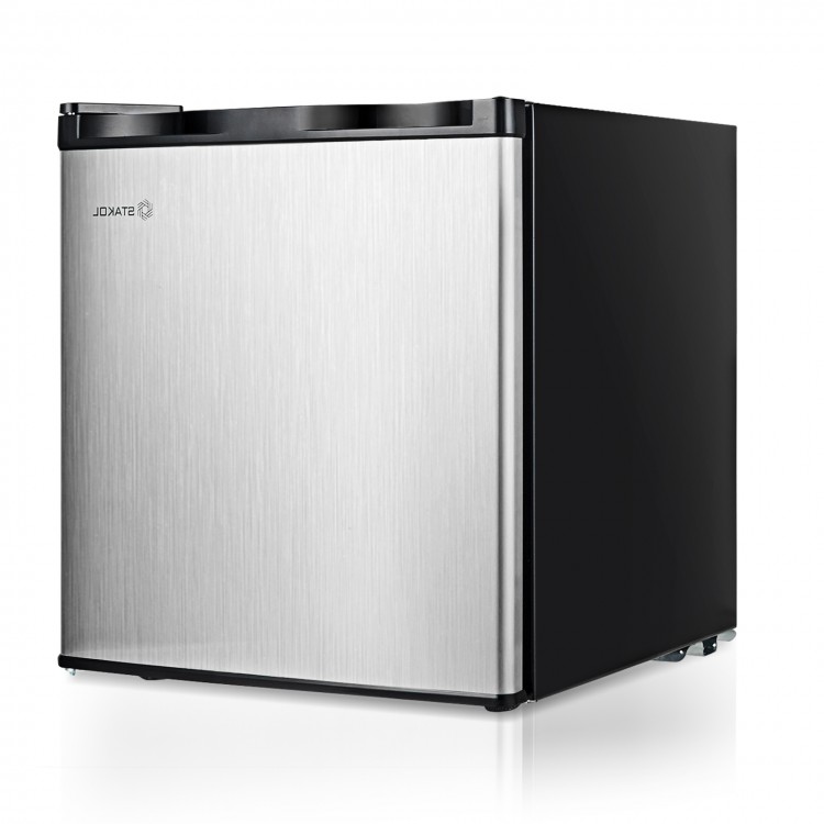 Compact 1.1 cu.ft. single door mini upright freezer with stainless door and adjustable temperature control for small.