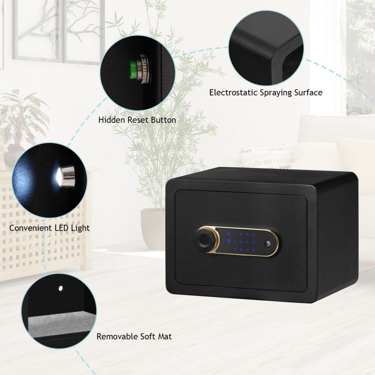 0.5 cubic feet security safe lock box with keypad, durable steel, LED light, perfect for valuables like jewelry and.