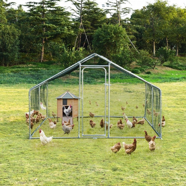 Large Walk in Shade Cage Chicken Coop with Roof Cover-MCostway Gallery View 1 of 9