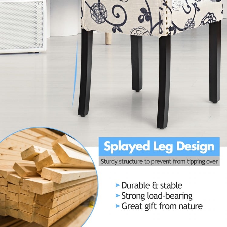 Tufted upholstered dining chair with solid rubberwood legs, featuring a unique black and white pattern for stylish.