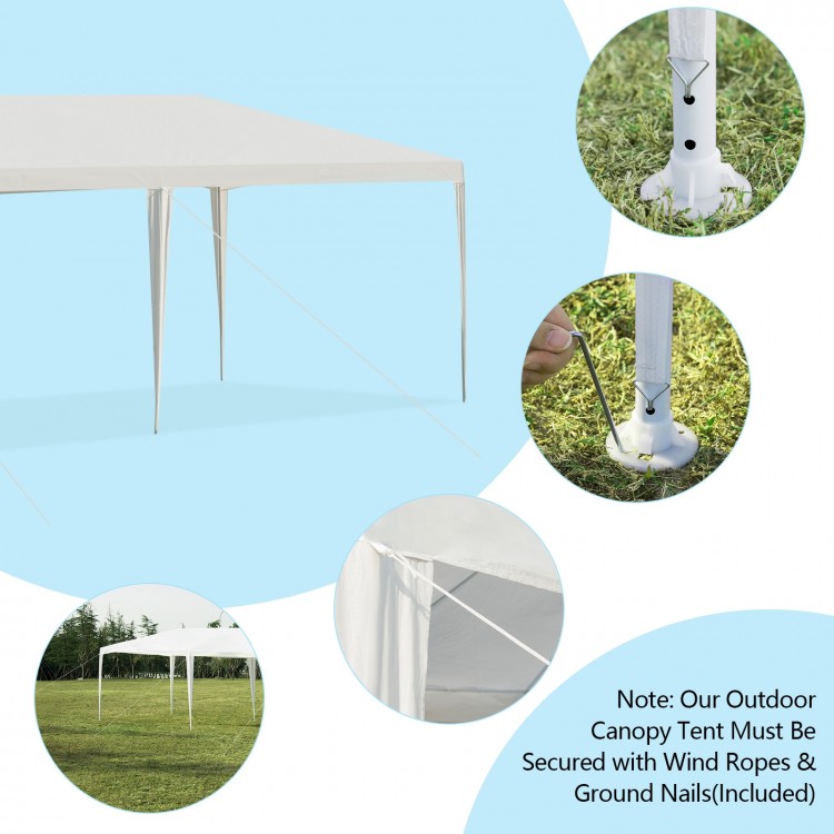 10x20 feet outdoor canopy tent with removable walls, durable PE fabric, and included ropes and stakes for stability.