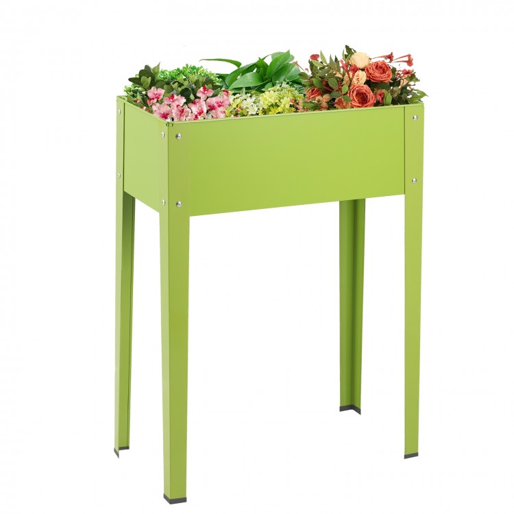 Green elevated garden planter made of galvanized steel, 31.5" high, perfect for easy gardening and stylish yard decor.