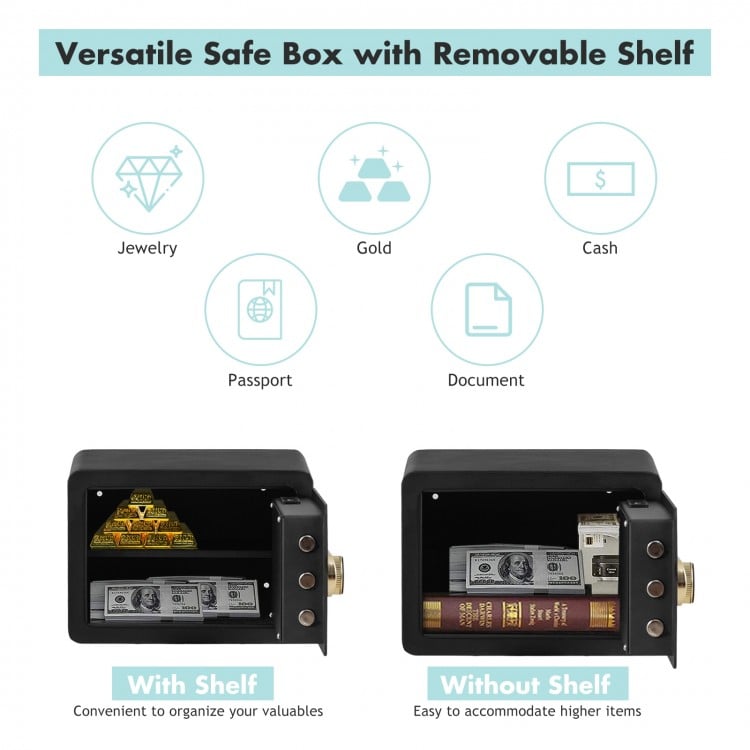 Compact 0.5 cubic feet security safe with keypad, made of durable steel, ideal for storing cash, jewelry, and documents.