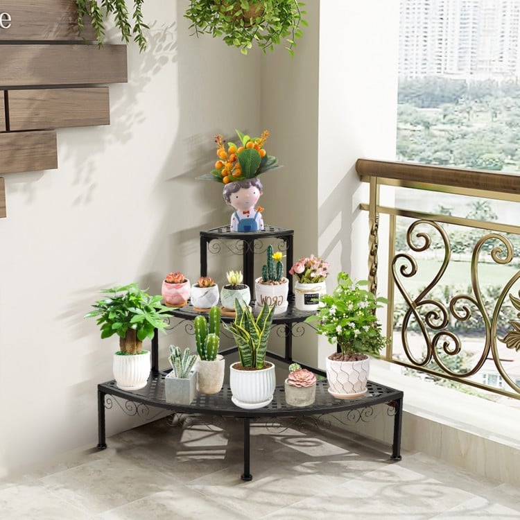 3-Tier Corner Metal Flower Ladder Plant Stand - Gallery View 1 of 11