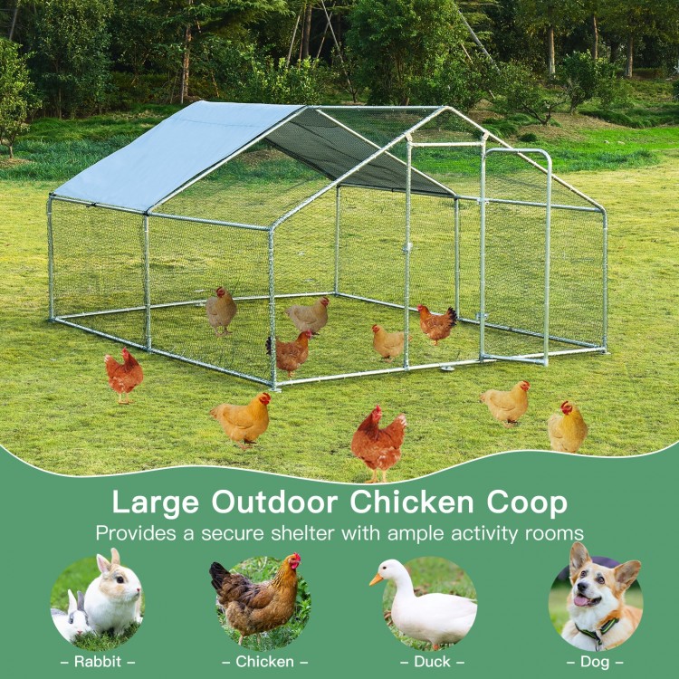 Large Walk in Shade Cage Chicken Coop with Roof Cover-MCostway Gallery View 8 of 9