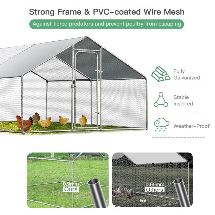 Large Walk in Shade Cage Chicken Coop with Roof Cover-MCostway Gallery View 5 of 9