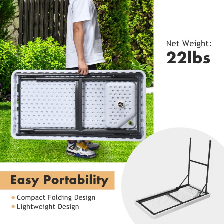 Folding cleaning sink table with sprayer, lightweight design, ideal for outdoor use and easy portability.