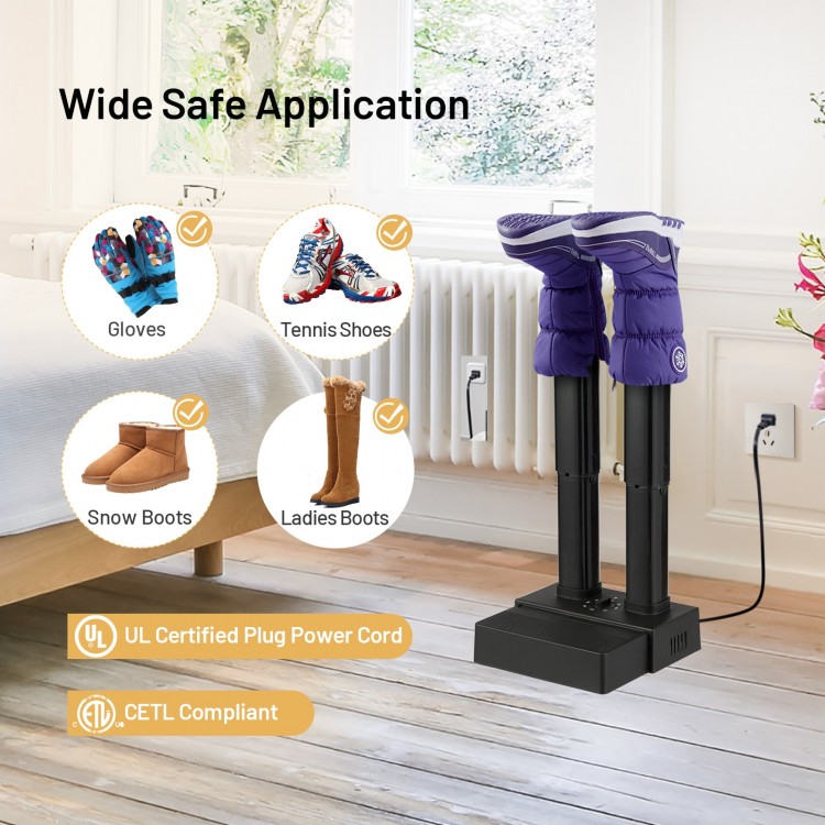2-Shoe Electric Shoe Dryer with Portable Adjustable Warmer for