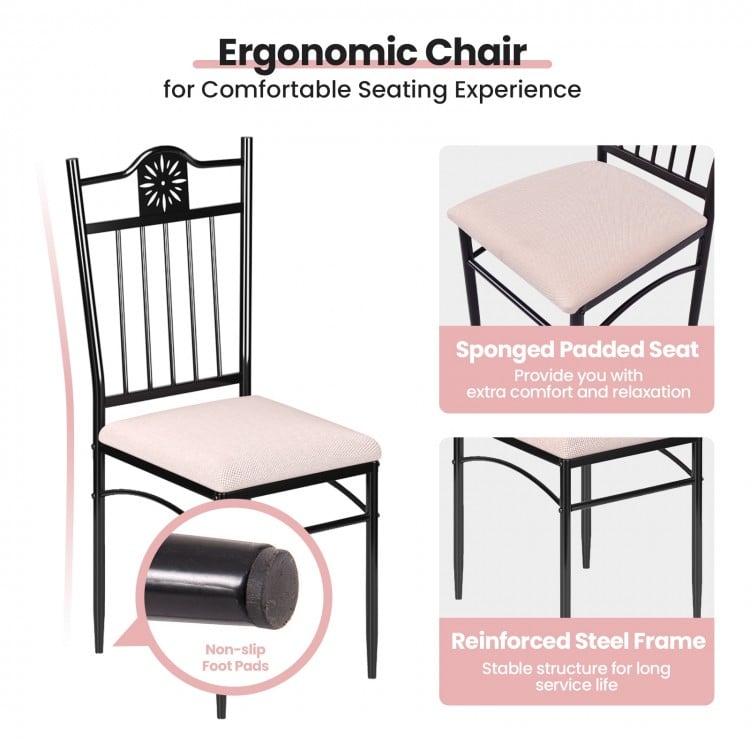 Ergonomic dining chair with sponged padded seat and reinforced steel frame, perfect for comfortable dining experiences.