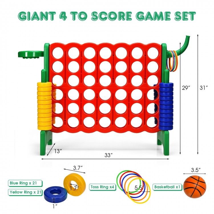 Giant 4-to-score game set in green, made of durable PP and PE, perfect for outdoor fun and skill development.