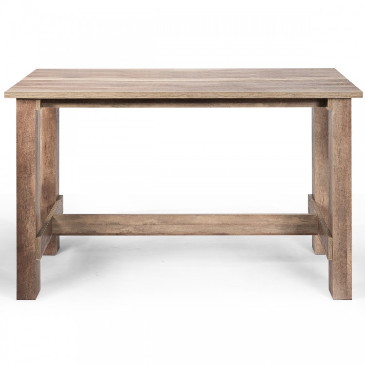 Counter height dining table with solid wood grain finish, spacious desktop, and sturdy frame for versatile use in.
