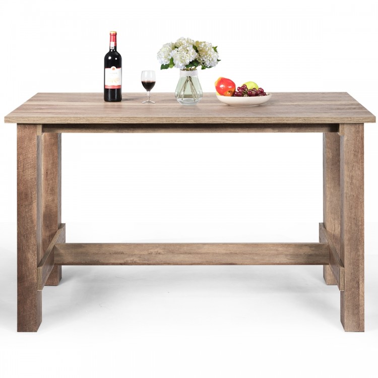 Counter height dining table with wood grain finish, solid construction, ideal for dining room or kitchen use.