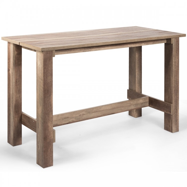 Counter height dining table with a spacious wood grain desktop, solid construction, ideal for dining or home office use.