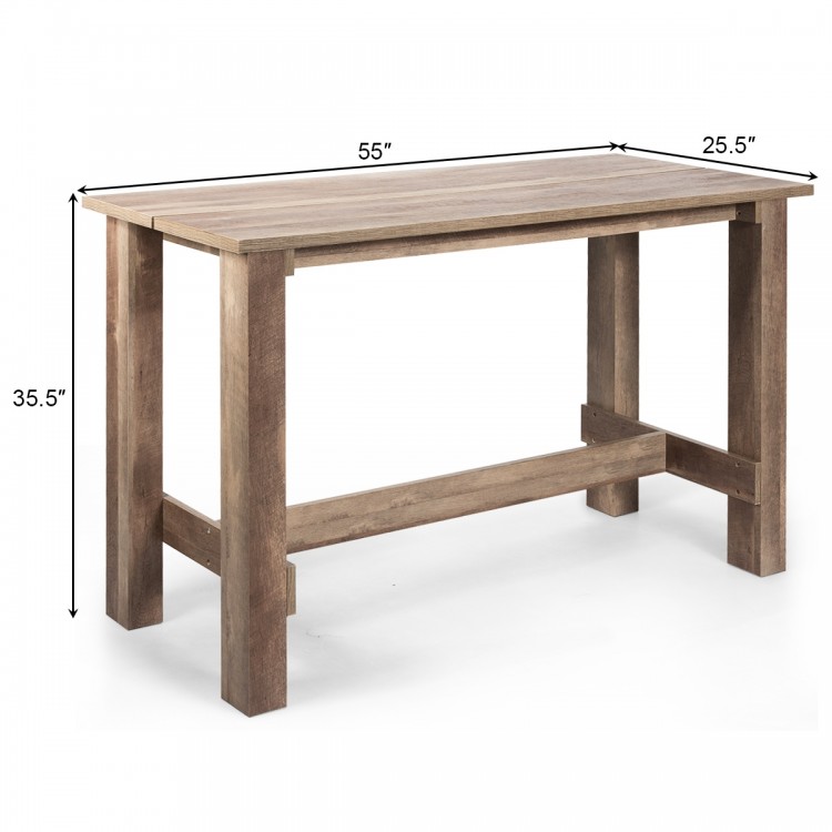 Counter height dining table with a spacious wood grain desktop, solid construction, and a simple design for versatile.