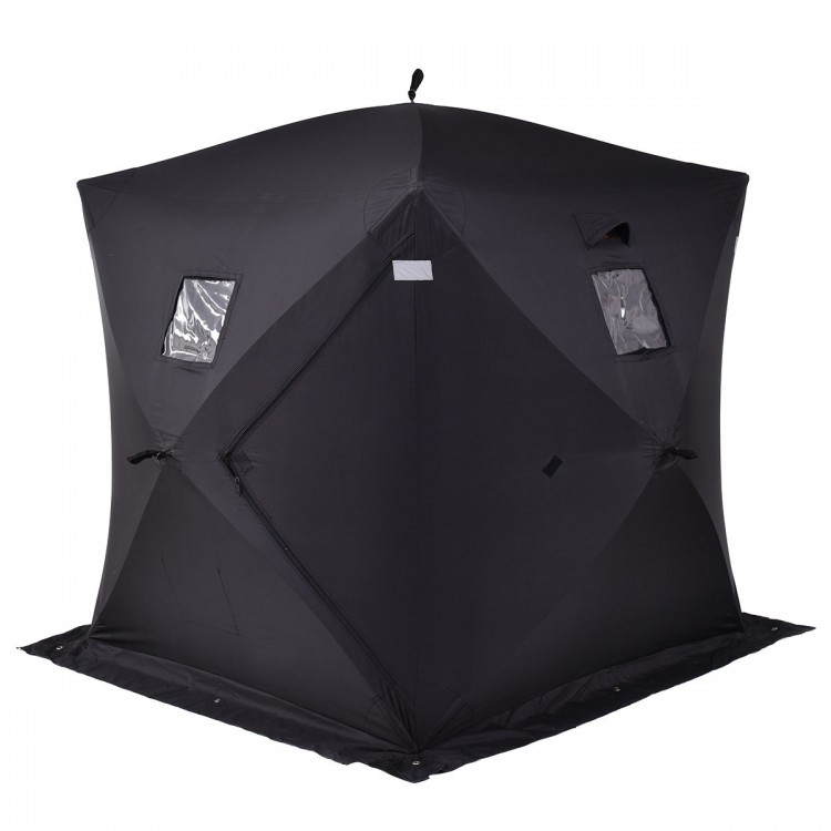 212 Main AB1-002BK 141.75 x 70.75 x 70.75 in. 8 Person Ice Fishing Shelter Tent, Black