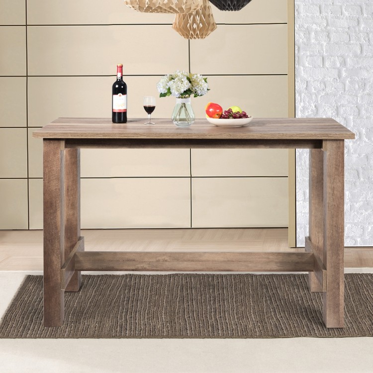 Counter height dining table with a beautiful wood grain finish, perfect for dining rooms and kitchens, easy to clean.
