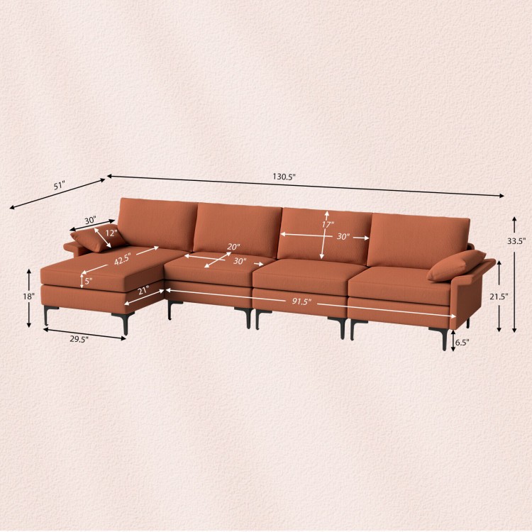 L-shaped sectional sofa with reversible chaise, USB ports, and hidden storage, perfect for modern living rooms.
