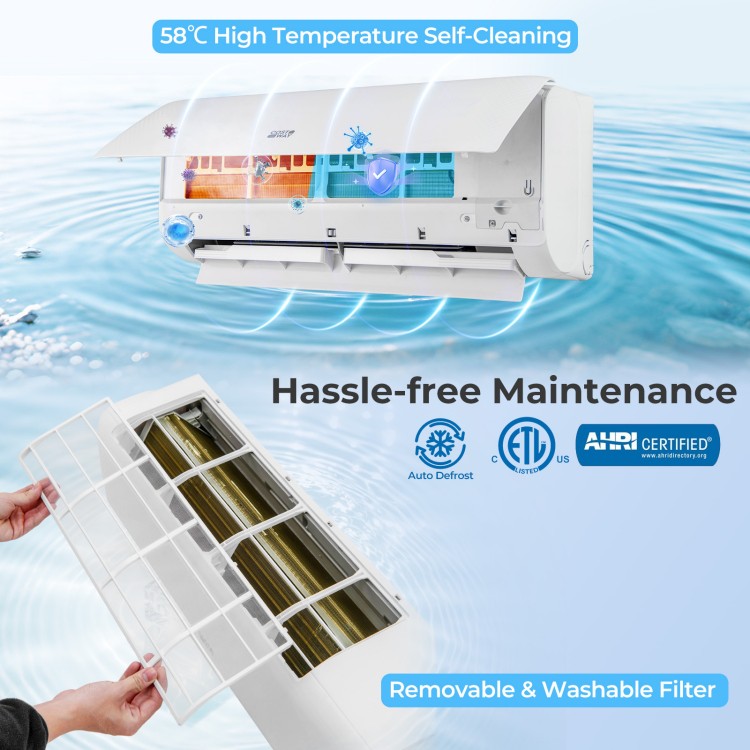 Self-cleaning filter of the Airtural 12000 BTU mini split heat pump, designed for easy maintenance and efficiency.