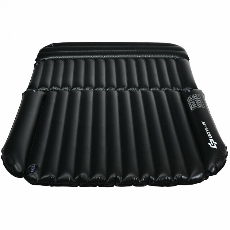 Thickened black inflatable SUV air backseat mattress with flocked surface, ideal for camping and road trips.