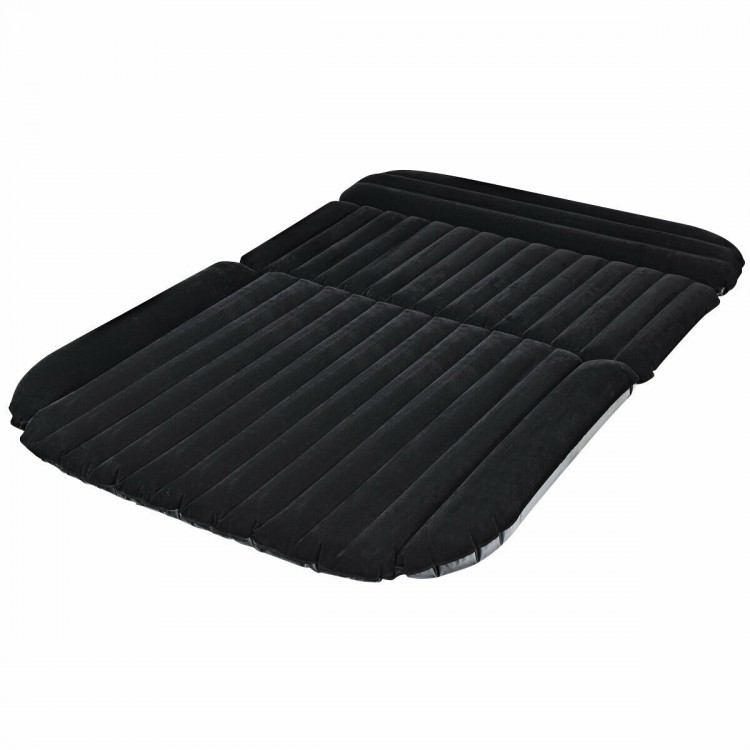 Inflatable SUV air backseat mattress in black, made of durable PVC, ideal for camping and road trips.